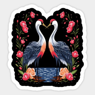 Whooping Crane Valentine Day Sticker